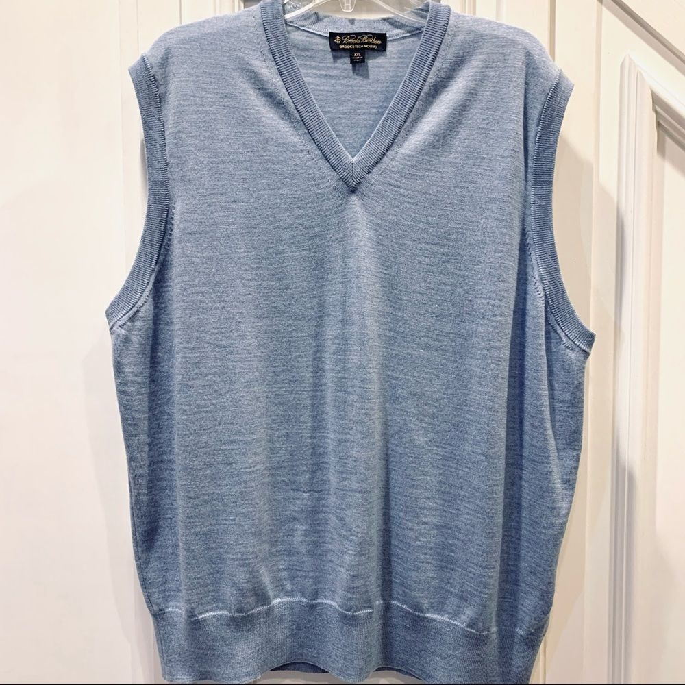 Brooks Brothers Powder Blue‎ Merino Wool V-neck Sweater Vest XL